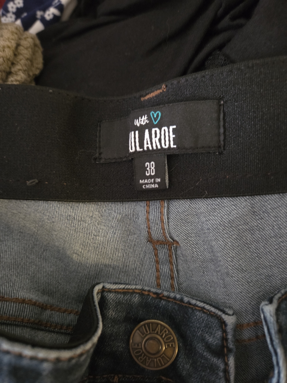 LuLaRoe Light Blue Denim Skirt with Black Waistband